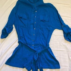 VICI Romper Shorts Blue Overall Sz Large